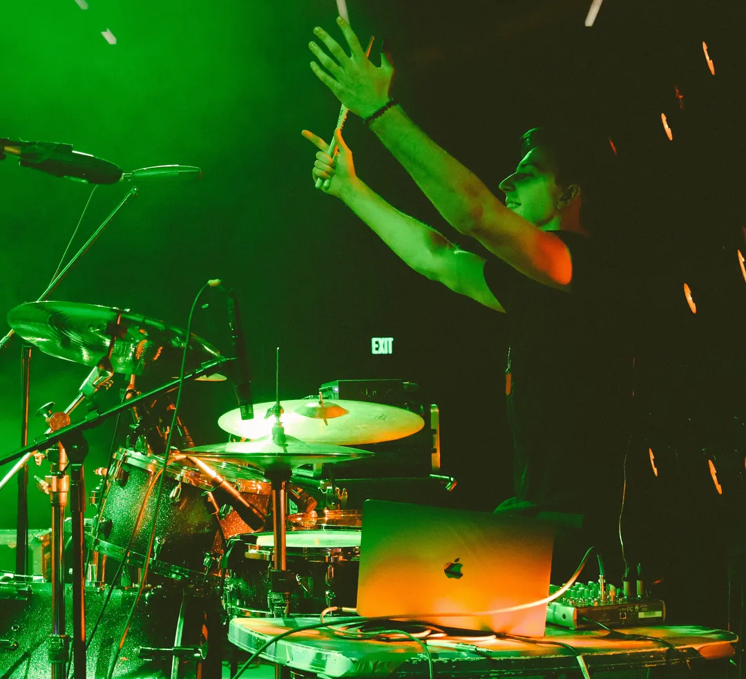 Drummer performing on stage